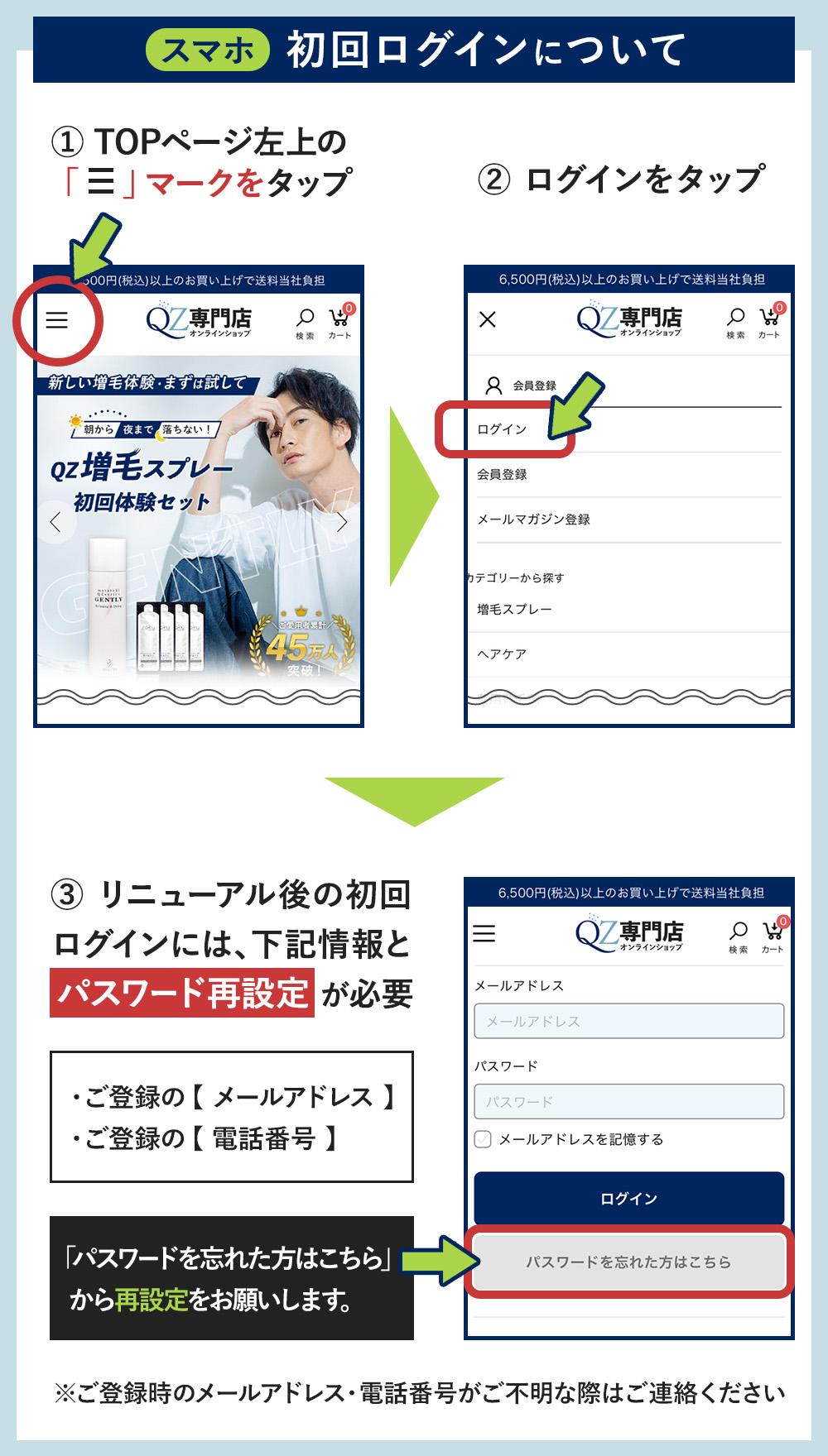 スマホ ログイン方法