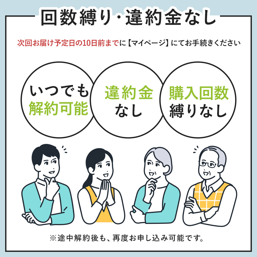 いつでも解約可能・違約金無し・購入回数の縛りなし